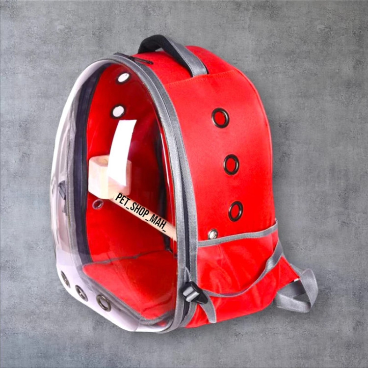کوله پشتی حمل حیوانات خانگی حباب دار رنگ قرمز مناسب گربه و حیوانات کوچک با تهویه مناسب