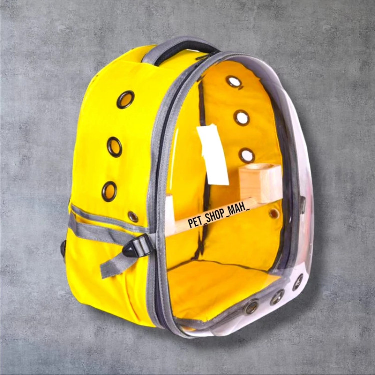 کوله پشتی حمل حیوانات خانگی حباب دار رنگ زرد مناسب گربه و حیوانات کوچک با تهویه مناسب