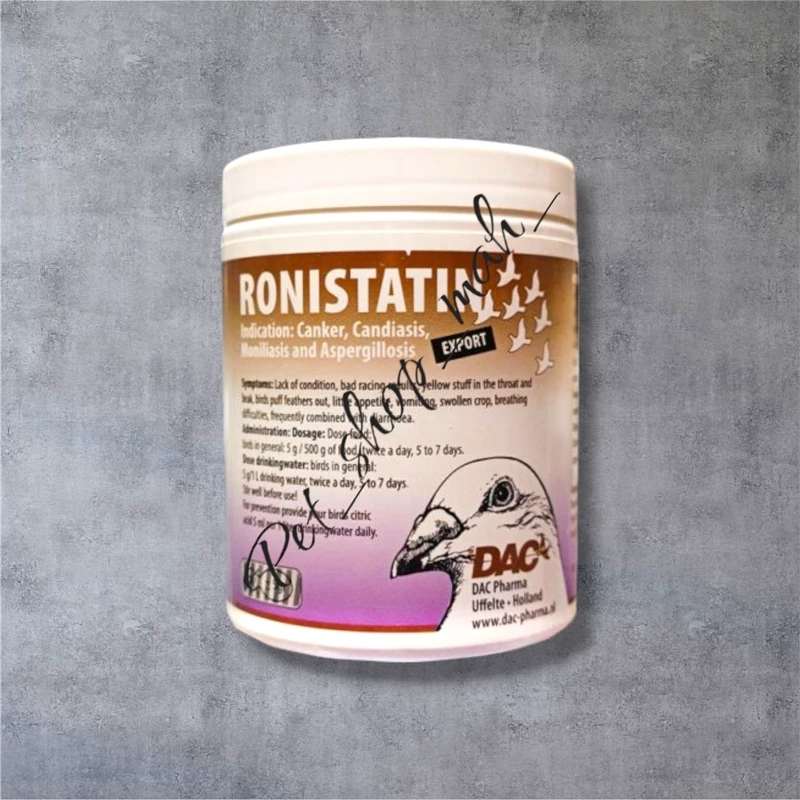 پودر داروی DAC RONISTATIN مخصوص کبوتر برای درمان تریکوموناس، عفونت قارچی و تنفسی