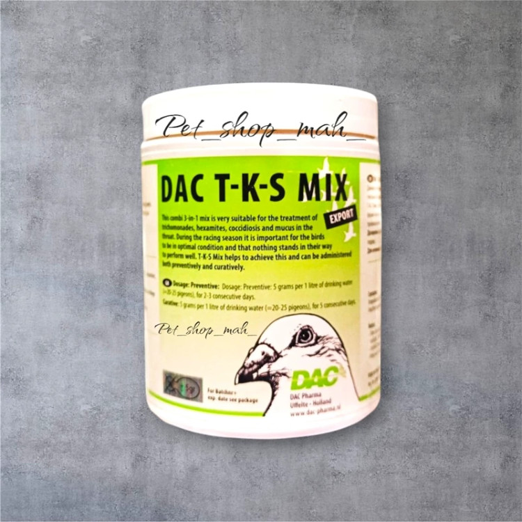 پودر DAC T-K-S MIX مخصوص کبوتر برای درمان تریکوموناس، کوکسیدیوز و عفونتهای گلو