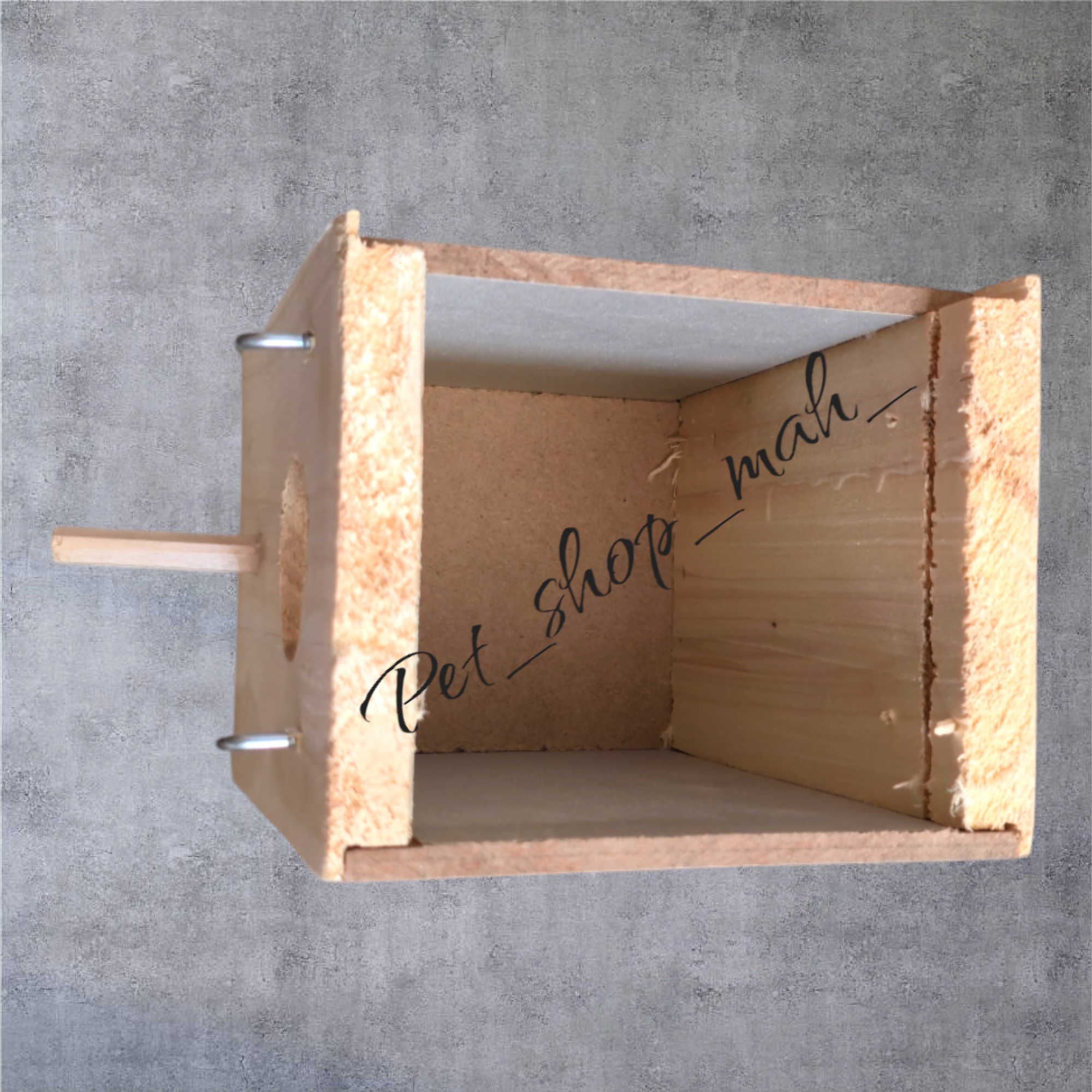 لانه ایستاده چوبی مخصوص کوتوله برزیلی با درب کشویی، میله نشیمن و نصب آسان روی قفس