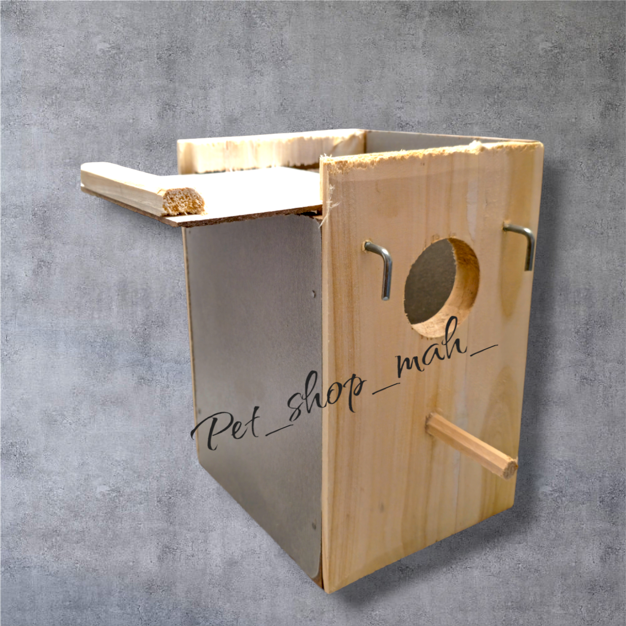 لانه ایستاده چوبی مخصوص کوتوله برزیلی با درب کشویی، میله نشیمن و نصب آسان روی قفس