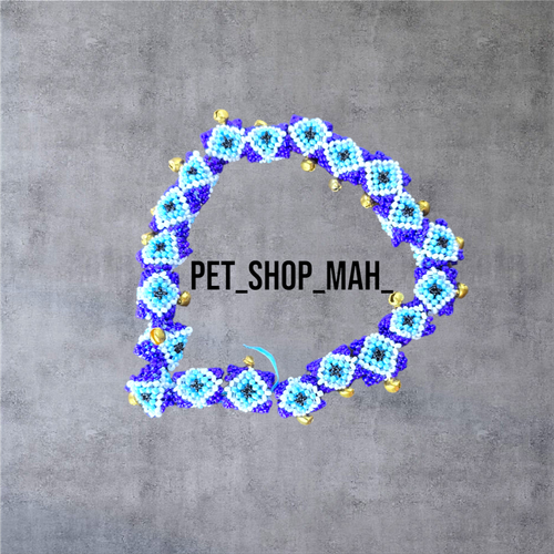 پلاک تزئینی کبوتر طرح چشمنظر با مهرههای آبی و زنگوله طلایی