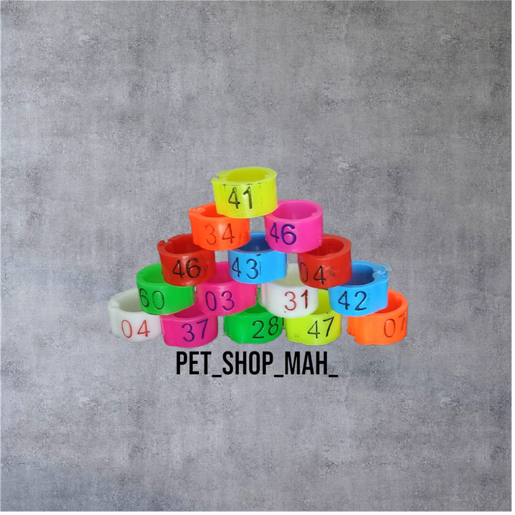 پلاک چفتی رنگی شمارهدار مخصوص کبوترهای مسافتی در بسته ۱۰۰ عددی