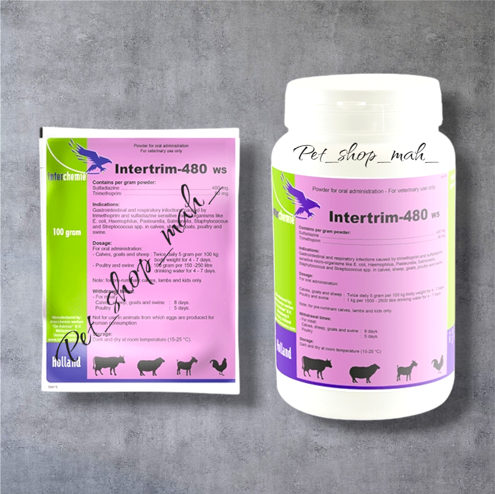 پودر آنتیبیوتیک Intertrim-480 WS جهت درمان عفونتهای تنفسی و گوارشی در دام و طیور – محصول هلند