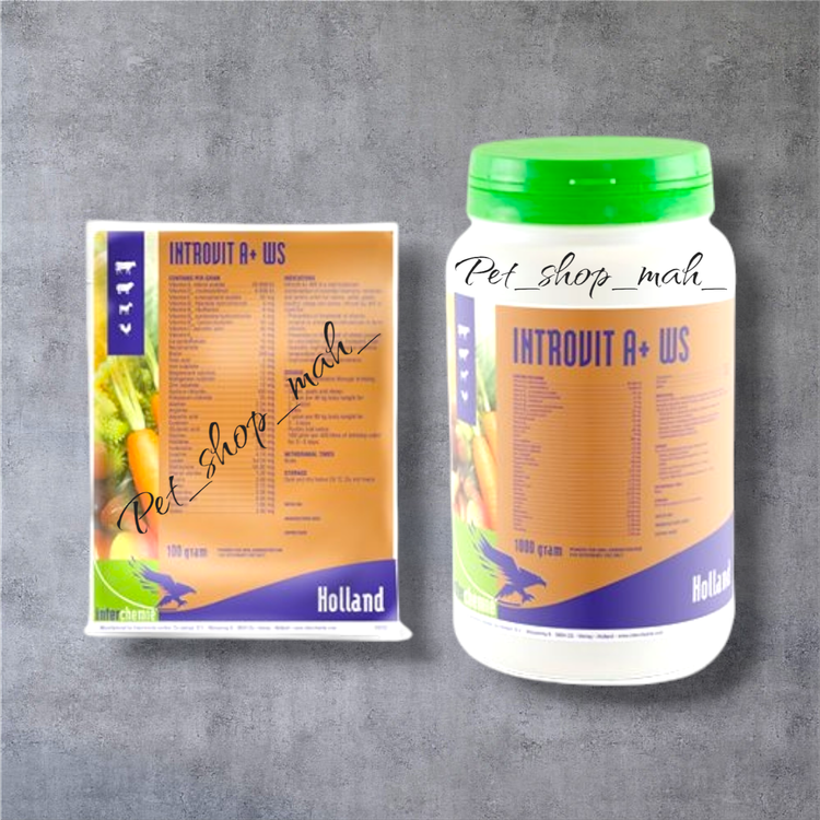 پودر ویتامینه Introvit A+ WS جهت تقویت عمومی و درمان کمبود ویتامین در پرندگان و حیوانات – محصول هلند