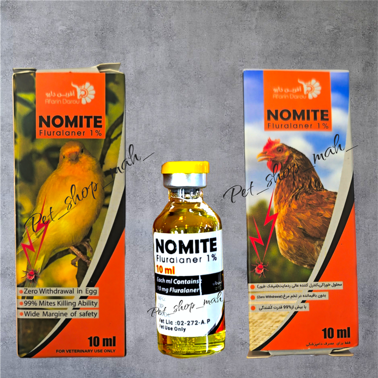 محلول ضد کنه قرمز طیور نومایت آفرین دارو حاوی فلورالانر ۱٪