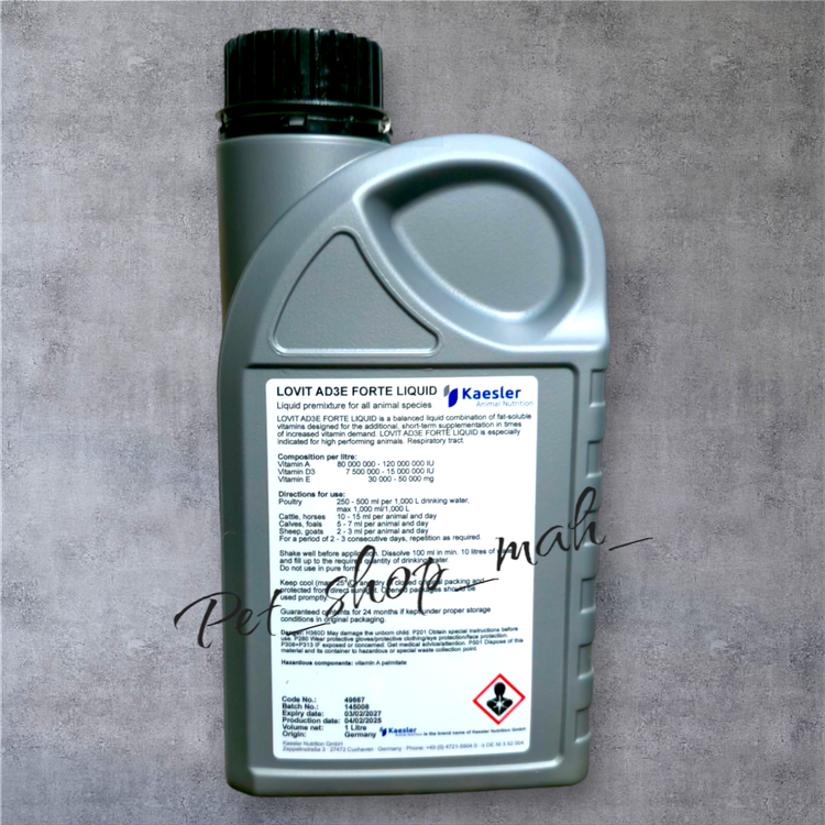 محلول ویتامینی لوویت آ د ۳ ای فورت حاوی ویتامین A D3 E مخصوص دام و طیور